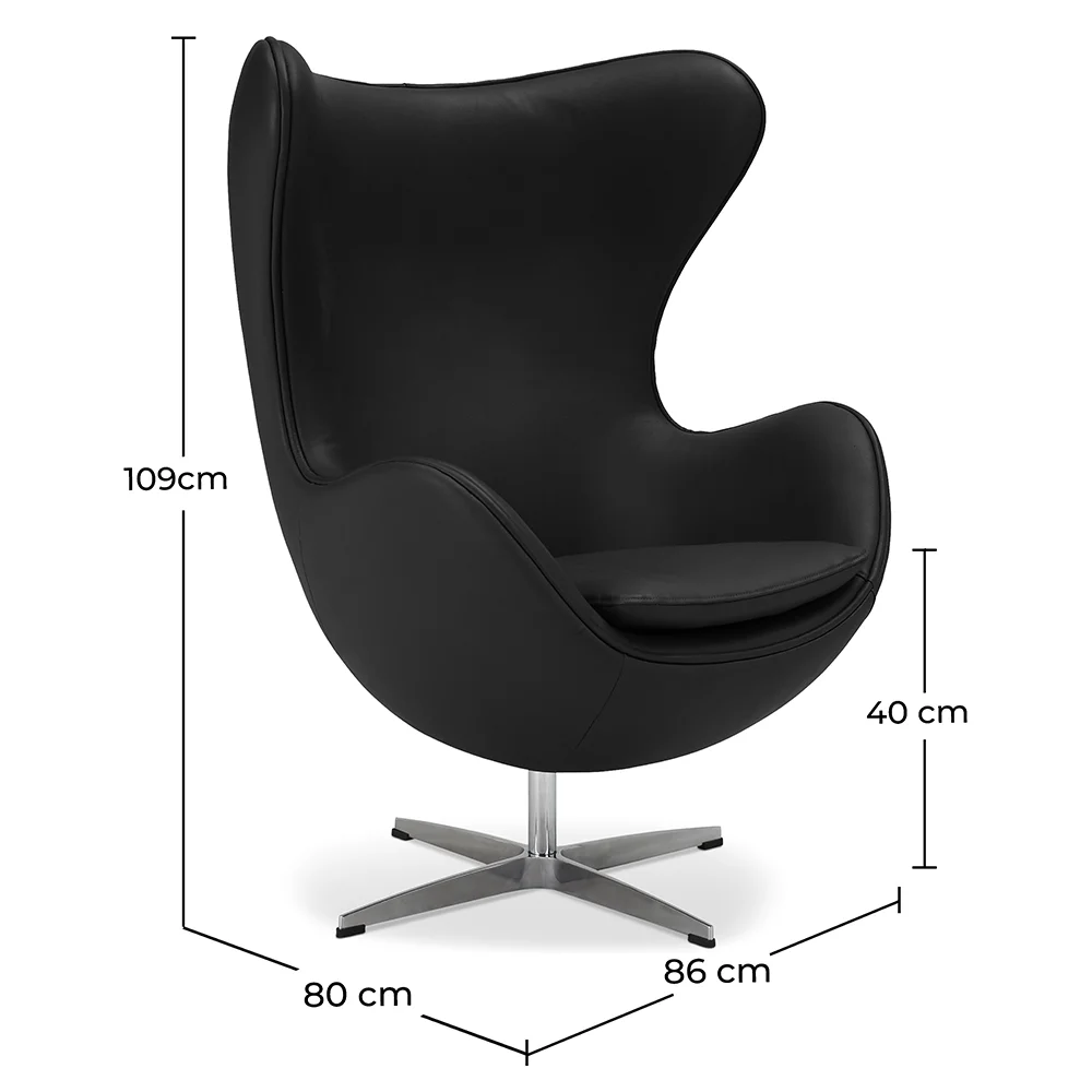 Fauteuil avec accoudoirs - Revêtement en cuir - Design en forme d'œuf - Brave image 10