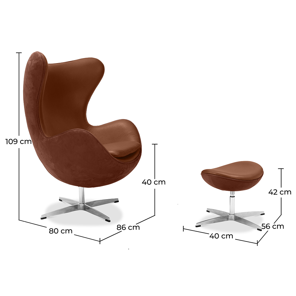  Fauteuil avec repose-pieds design en forme d'œuf - Revêtement en cuir - Brave image 10
