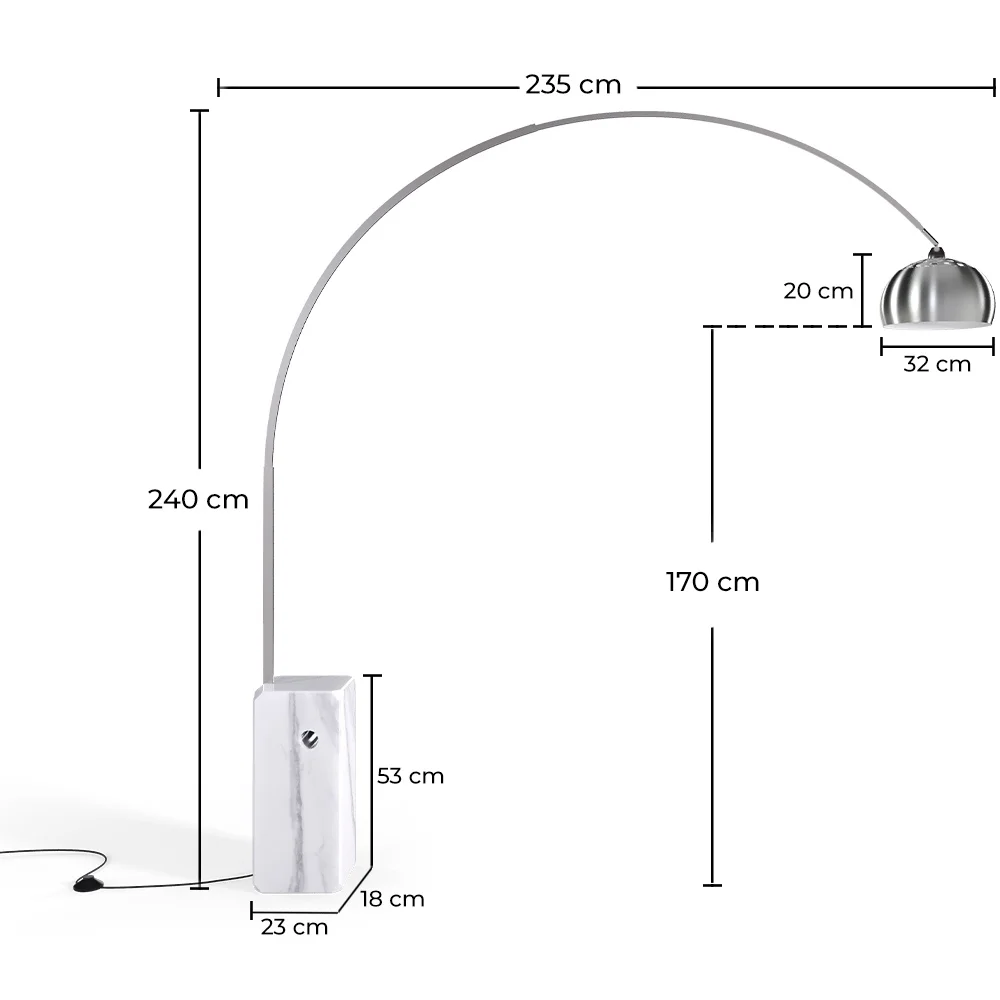 Lampadaire avec Base en Marbre - Lampe de Salon - Bow image 10