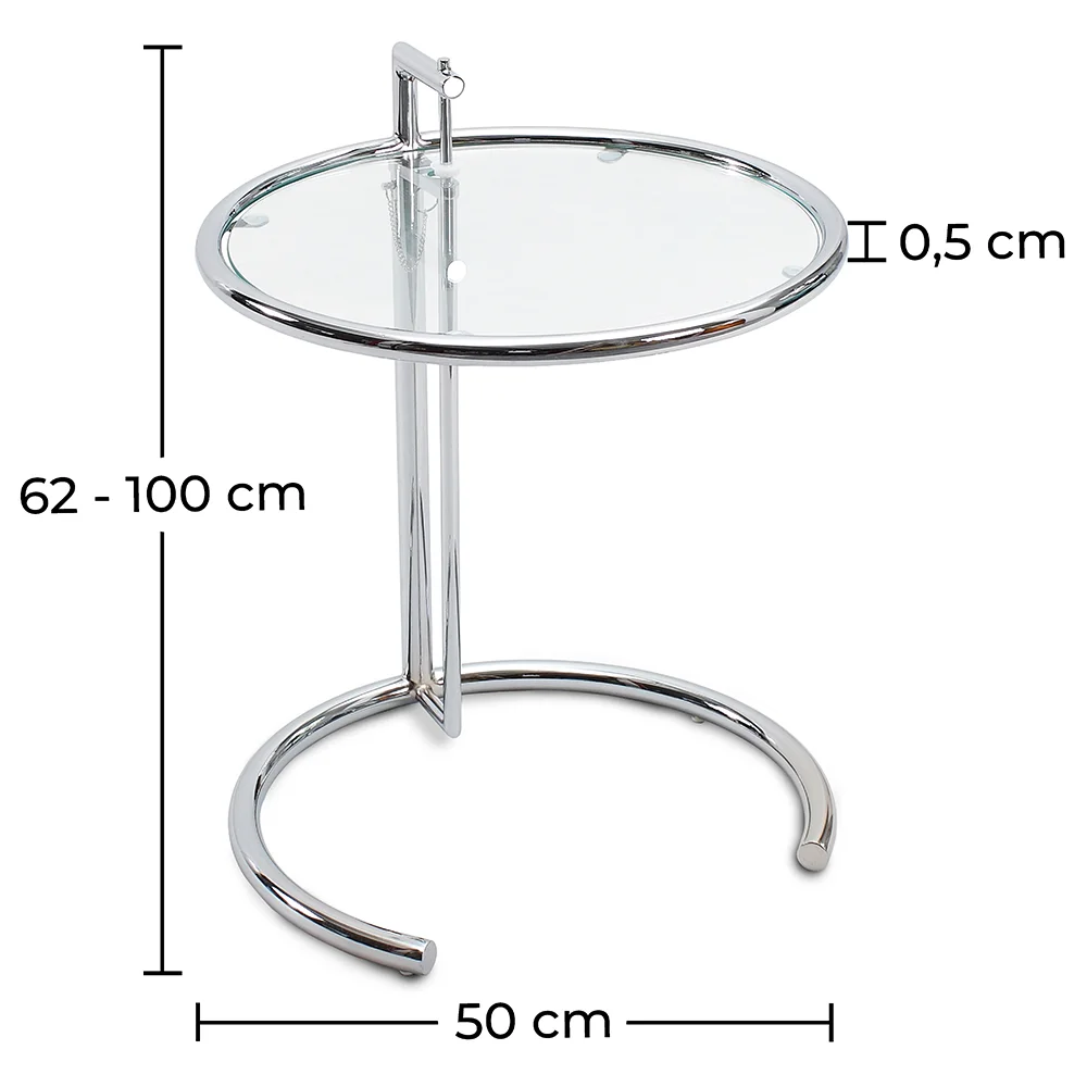 Table d'appoint ronde ajustable - Verre et acier - Lake image 10