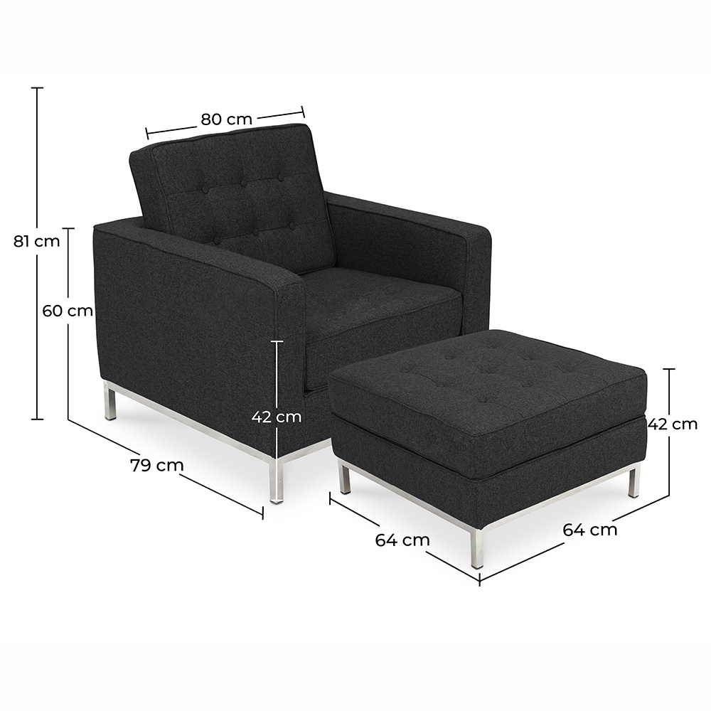 Fauteuil Design avec Repose-Pieds - Revêtement en Cachemire - Konel image 10