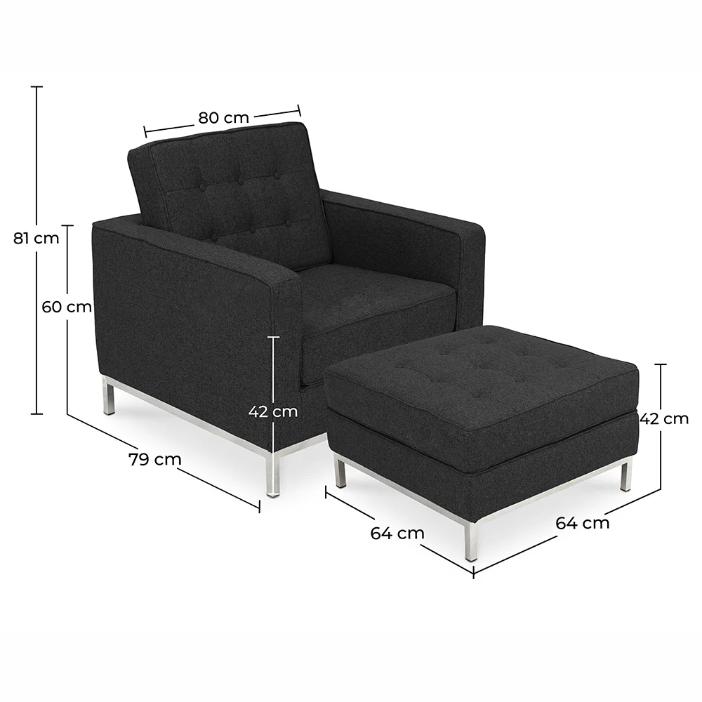 Fauteuil Design avec Repose-Pieds - Revêtement en Cachemire - Konel image 10