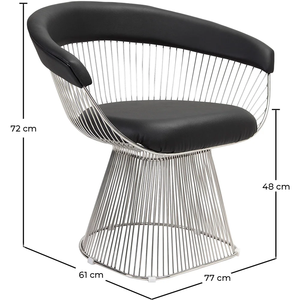 Chaise de salle à manger avec accoudoirs - Cuir et métal - Barrel image 10