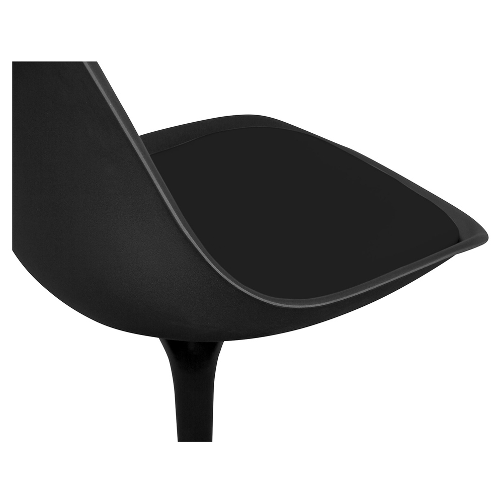 Chaise De Bureau Scandinave Style Tulipe – Pivotante Avec Roulettes – Cuir Végan Violet Pastel – Structure Noire – Hauteur Réglable - 12