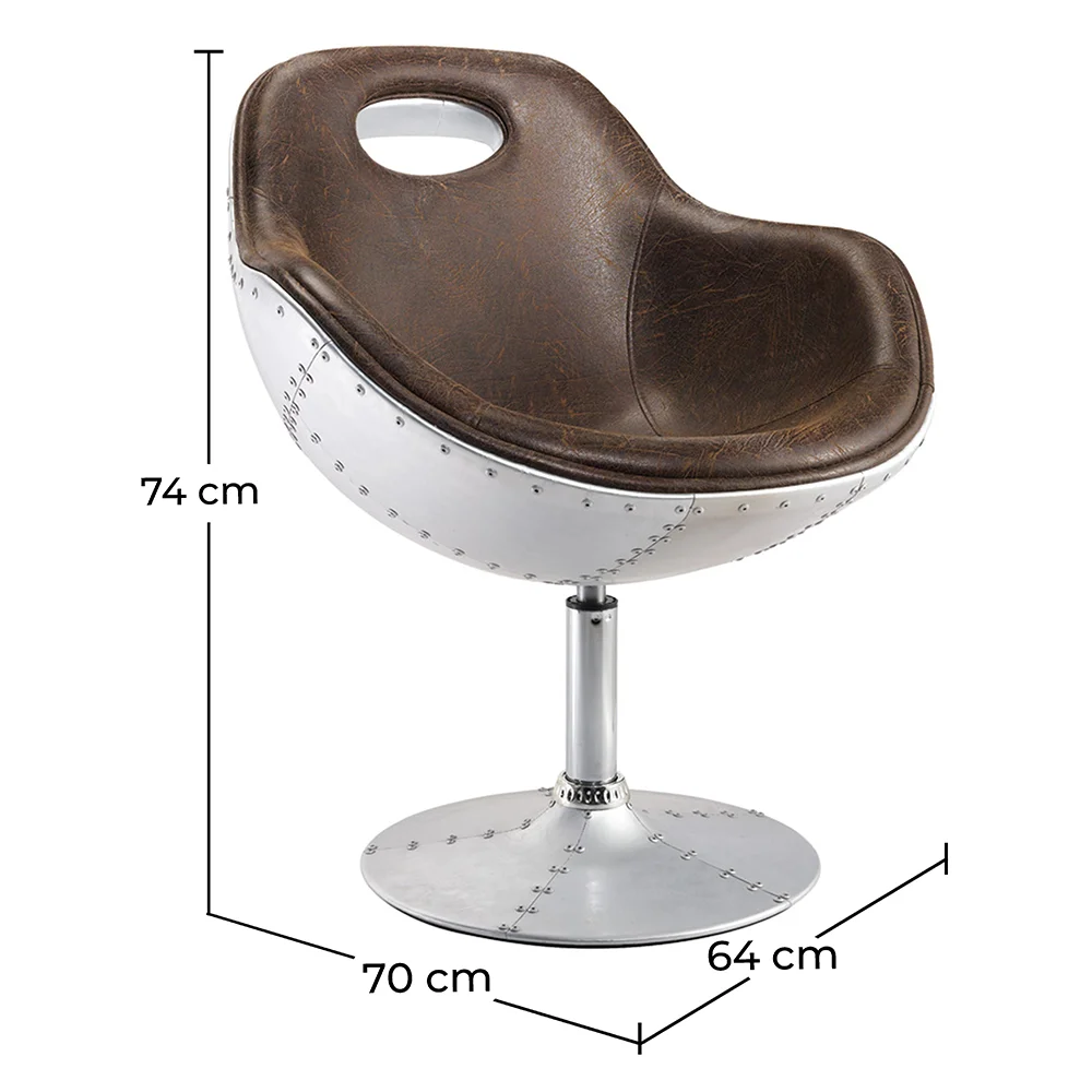 Fauteuil pivotant de design aviateur - Tapissé en PU image 10