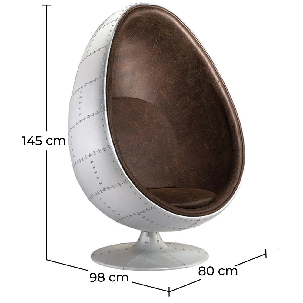 Fauteuil design oeuf de style aviateur - Revêtu de similicuir - Eny image 10