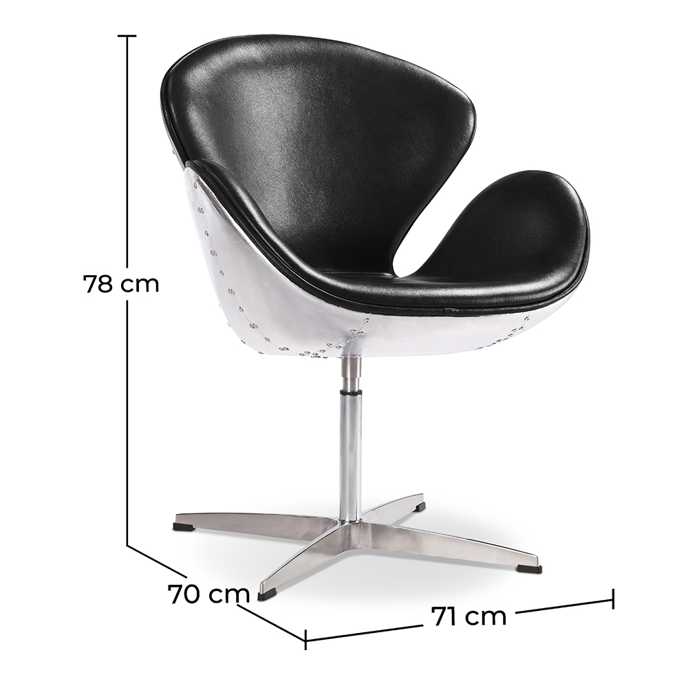 Fauteuil avec accoudoirs - Style aviateur - Revêtu de cuir - Via image 10