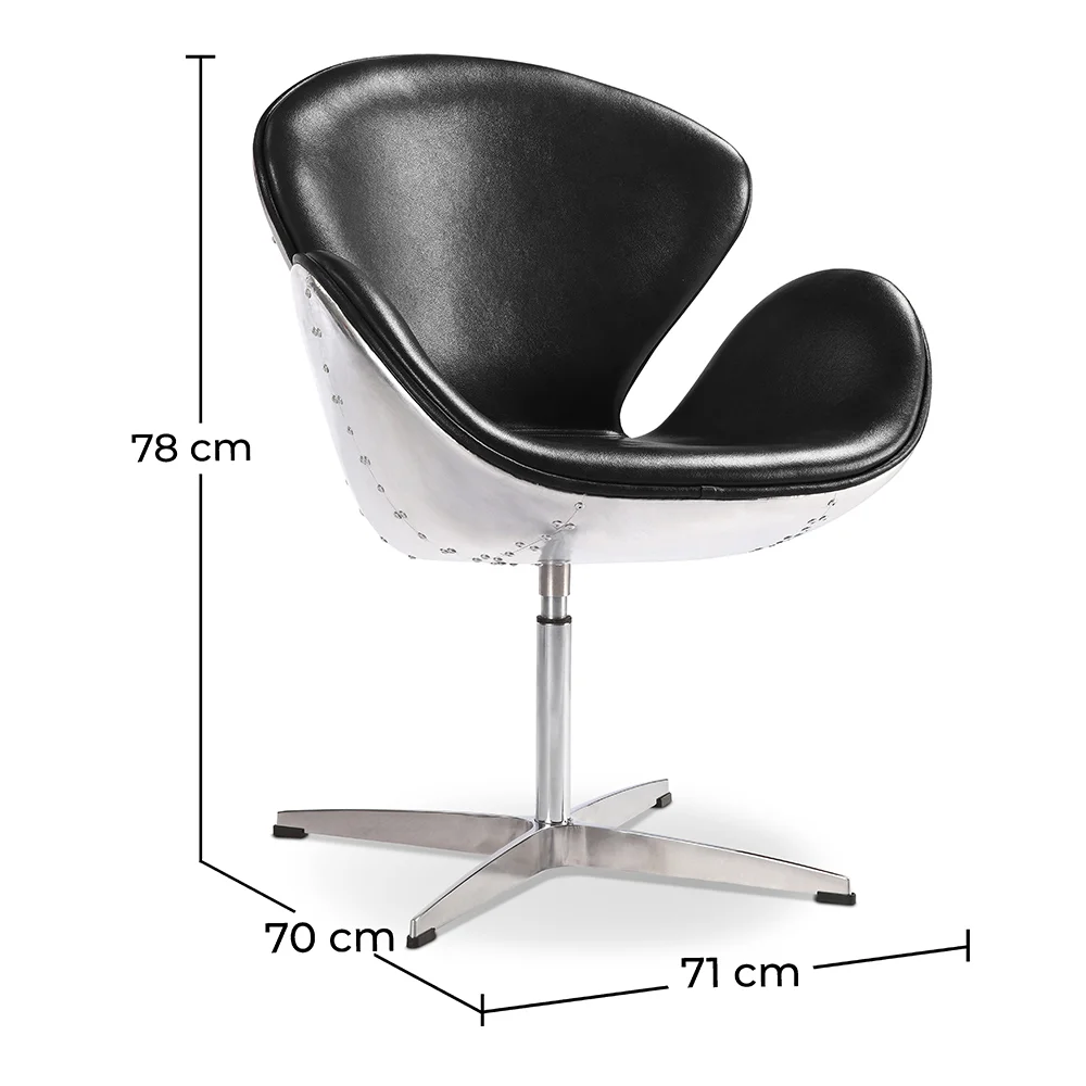 Fauteuil avec accoudoirs - Style aviateur - Revêtu de cuir - Via image 10