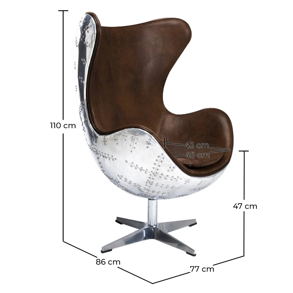 Fauteuil avec Accoudoirs - Style Aviateur - Cuir et Métal - Cocoon image 10