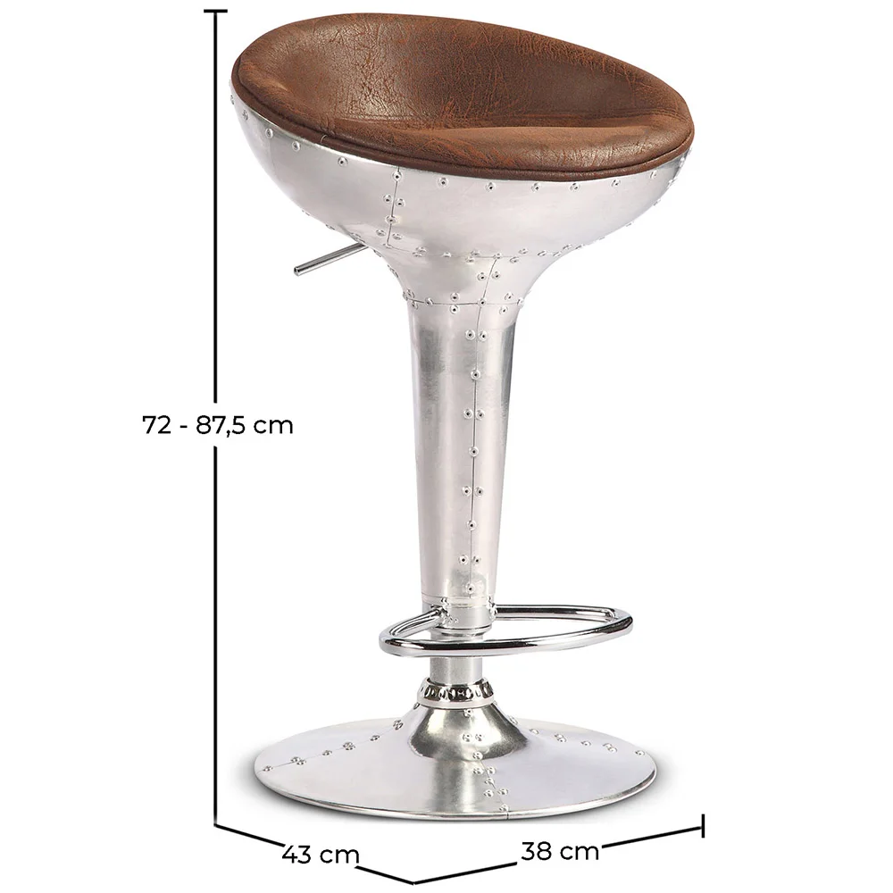 Tabouret rond en métal - style aviateur - 70 cm - Aviator image 10