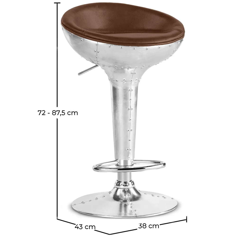 Tabouret rond en métal - style aviateur - 70 cm - Aviator image 10