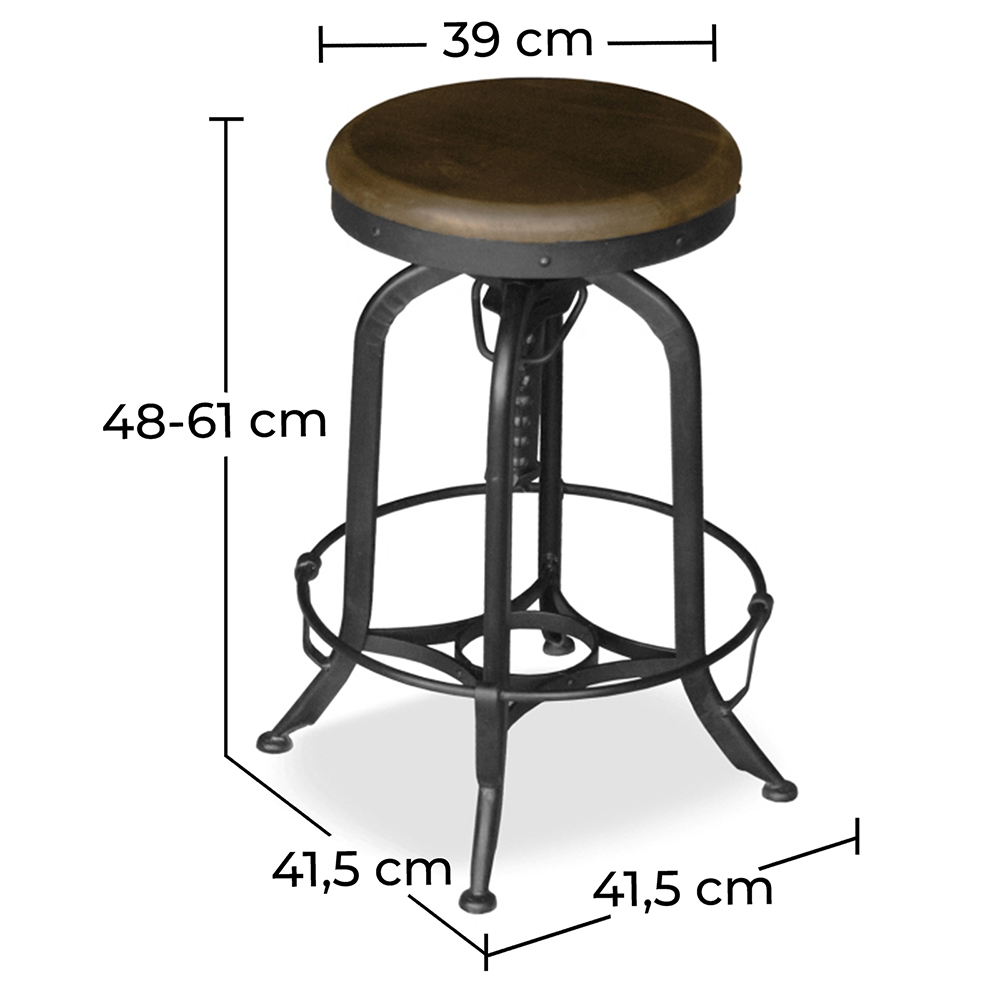 Tabouret Rond - Design Vintage - Industriel - Uri image 10