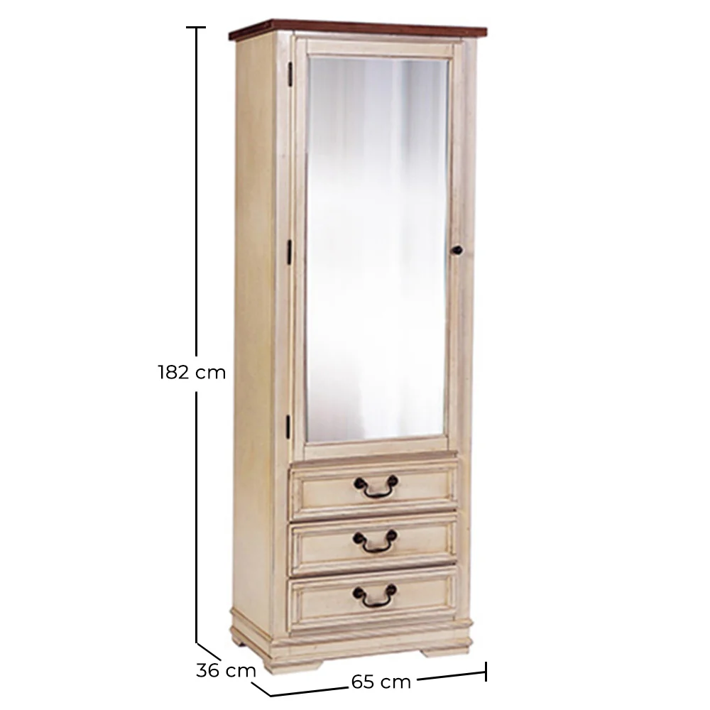 Garde-Robe avec Miroir Style Rustique - Bois Ciré image 10