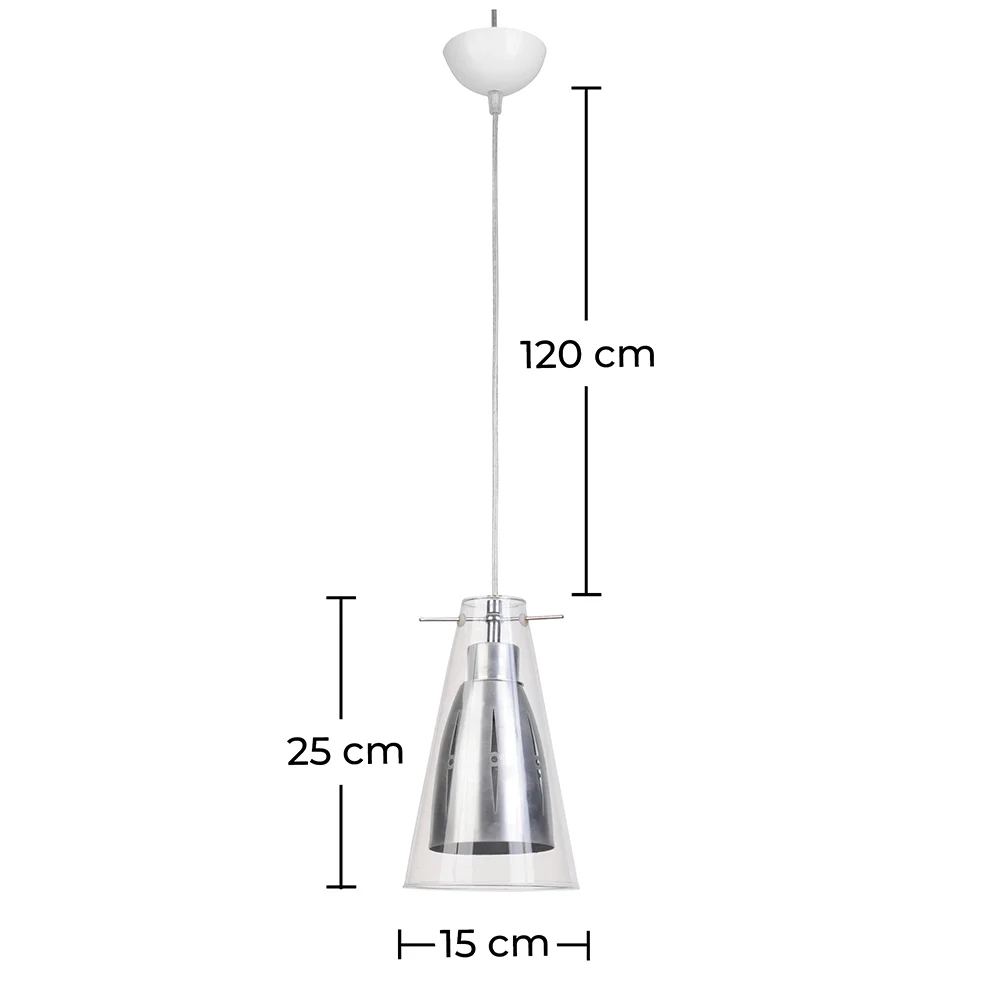 Lampe de plafond - Lampe suspendue - Acier et verre - Apolo image 10