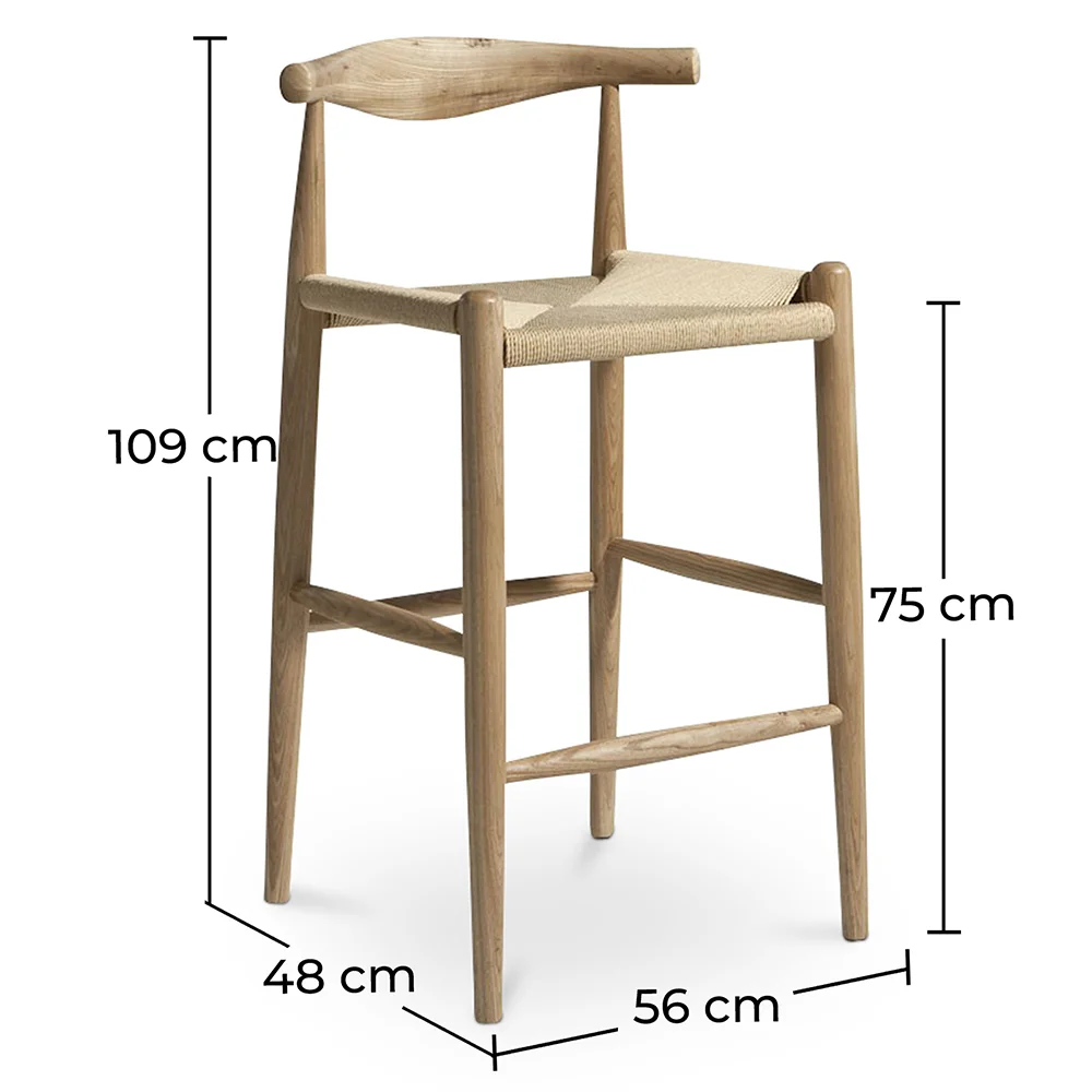 Tabouret de bar design Boho Bali - Bois - 75cm - Elb image 10