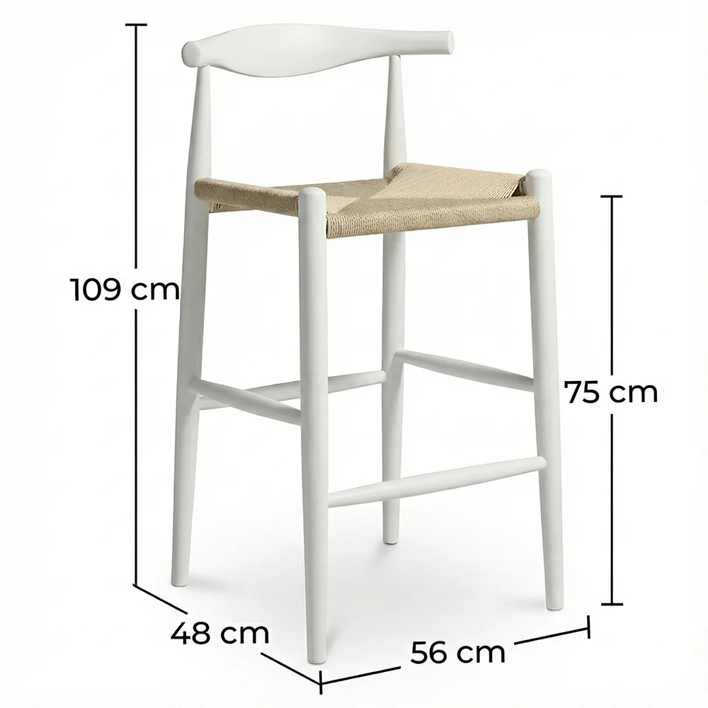 Tabouret de bar design Boho Bali - Bois - 75cm - Elb image 10