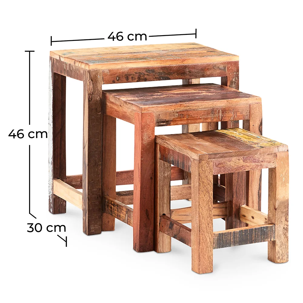 Lot de 3 tables d'appoint empilables - Bois - Seaside image 10