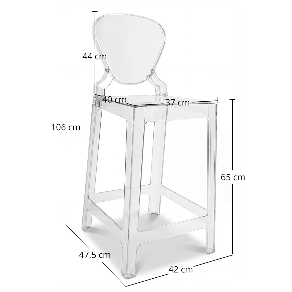 Tabouret de bar avec dossier - Design transparent - 65cm - Victoria Queen image 10