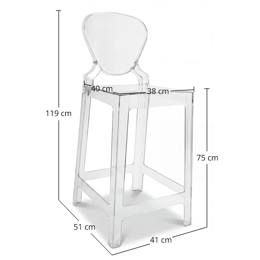 Tabouret de bar avec dossier - Design transparent - 75cm - Victoria Queen image 10