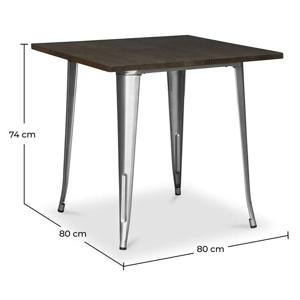 Table à manger carrée - Design industriel - Bois et métal - Stylix image 10