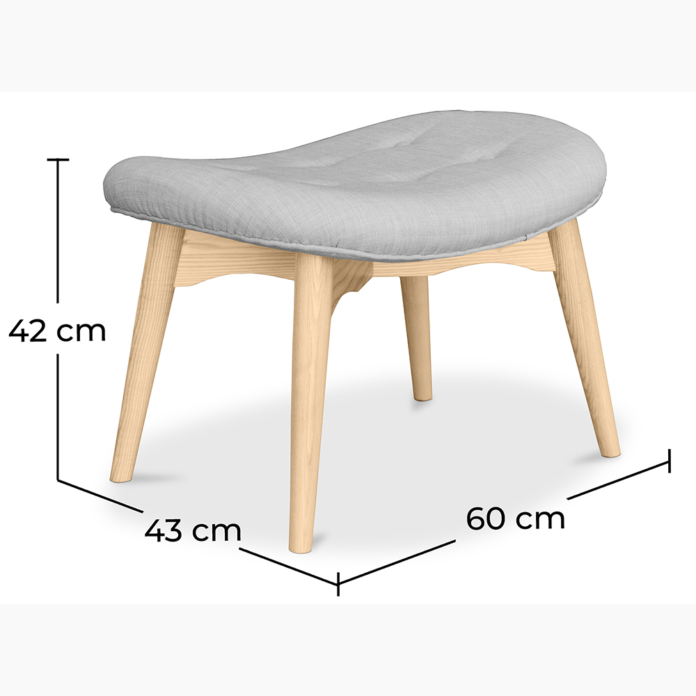  Repose-pieds tapissé en lin - Design scandinave - Bois - Kontor image 10