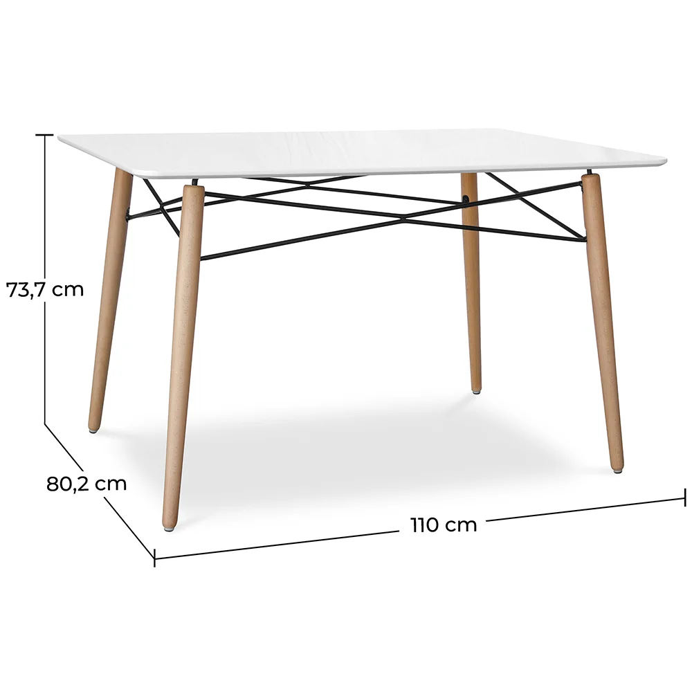Table rectangulaire pour salle à manger - Design scandinave - Bois - 110 x 80 cm image 10