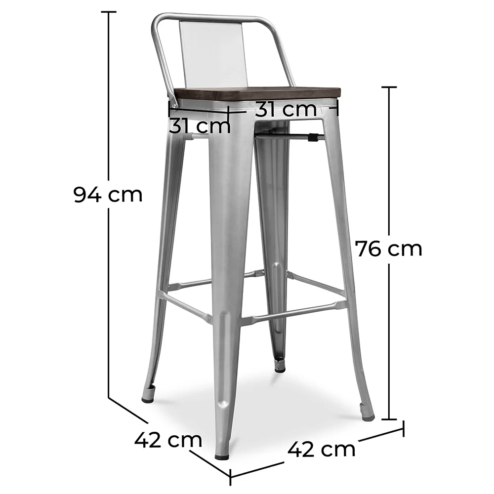 Tabouret de bar design industriel avec dossier - Bois et acier - 76cm - Stylix image 10