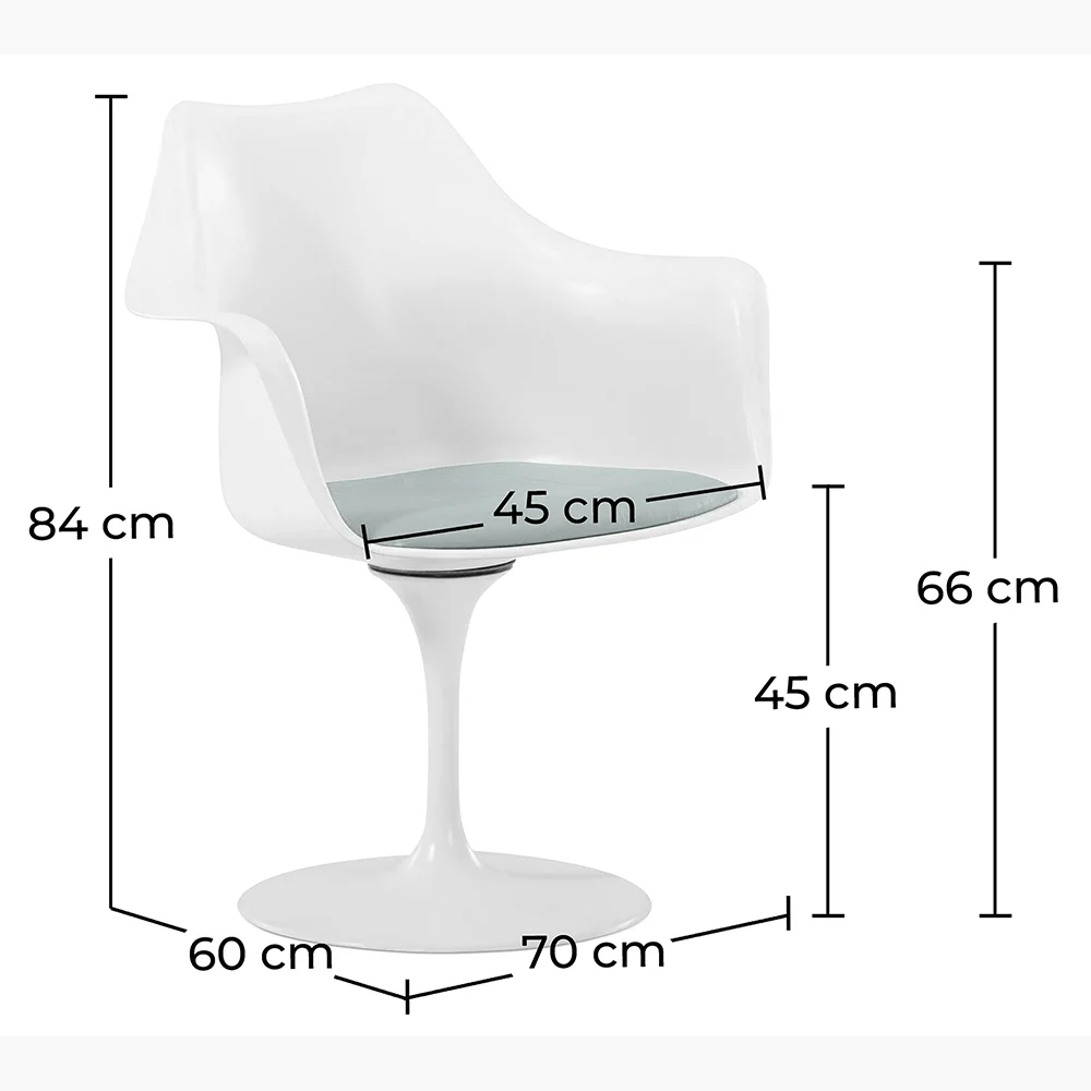 Chaise de salle à manger avec accoudoirs - Chaise pivotante blanche -Tulipan image 10
