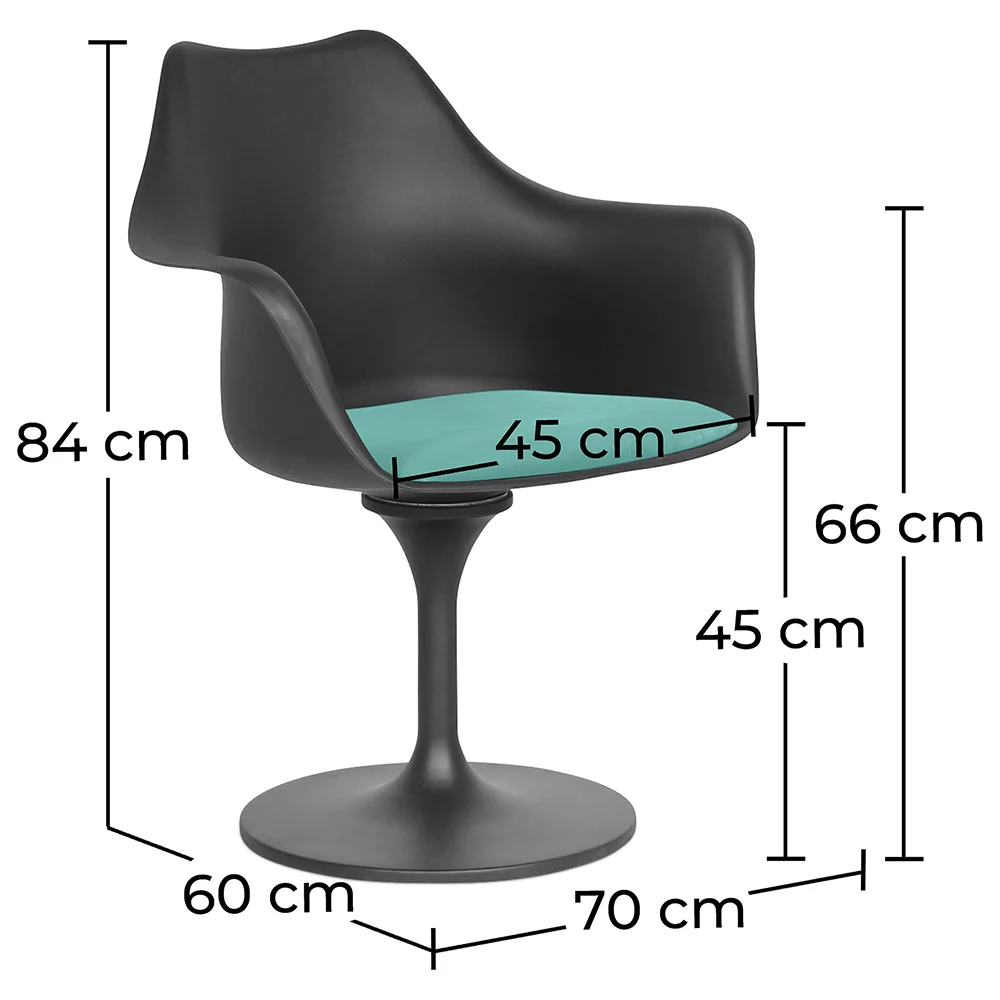 Chaise de salle à manger avec accoudoirs - Chaise pivotante noire - Tulipan image 10