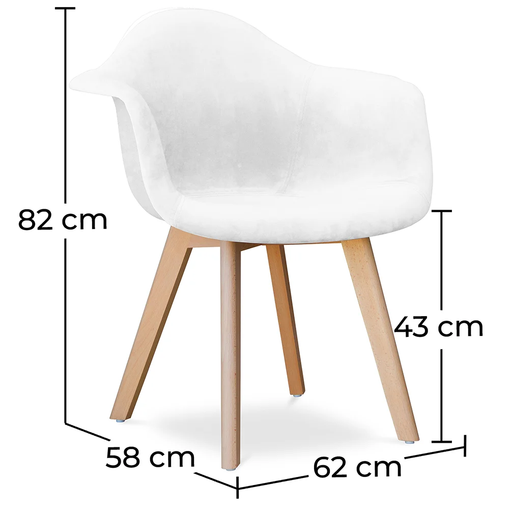 Chaise de salle à manger avec accoudoirs - Tapissée de velours - Dawick image 10