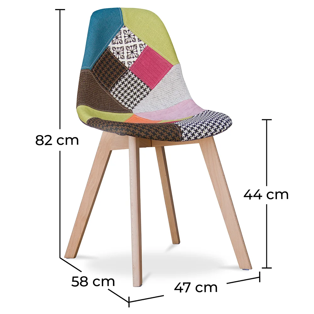 Chaise de Salle à Manger - Revêtement Patchwork - Simona image 10