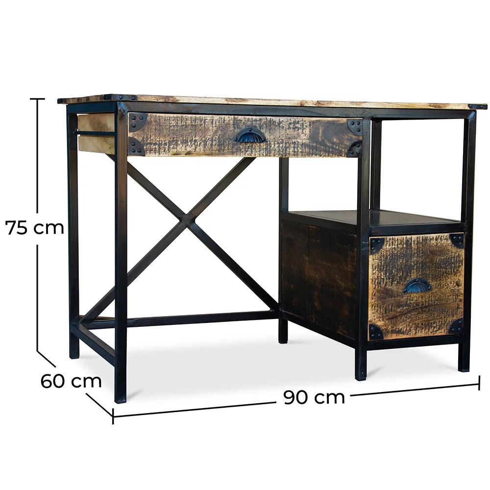 Bureau en Bois avec Tiroirs - Design Industriel - Nashville image 10