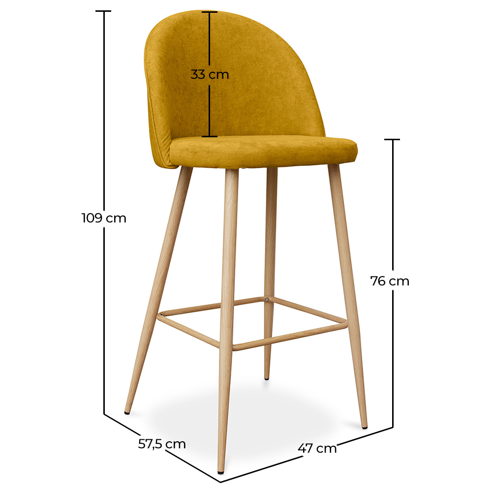 Tabouret tapissé en tissu - design scandinave - 76cm - Evelyne image 10