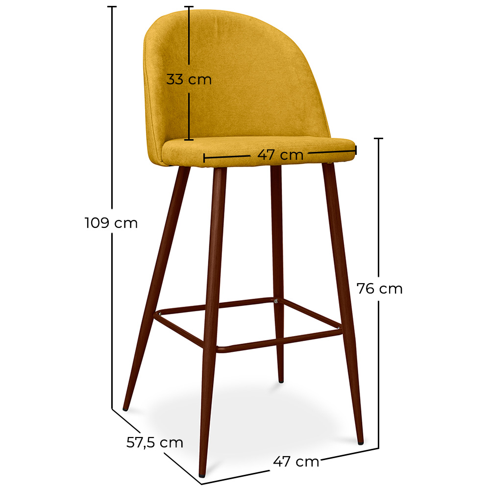 Tabouret rembourré en tissu - Design scandinave - 76cm - Evelyne image 10