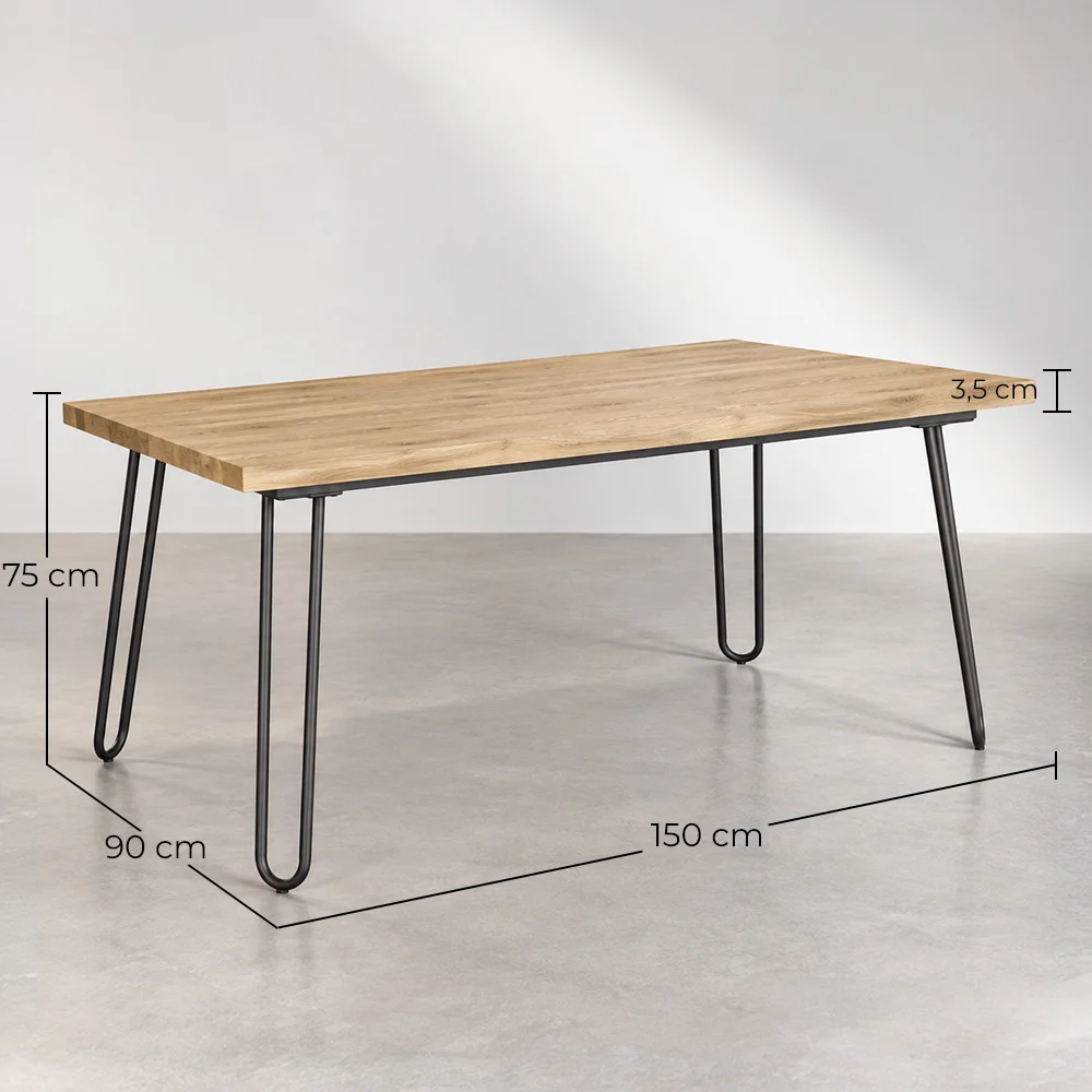 Table à manger rectangulaire - Style industriel - Bois et métal - 150cm - Hairpin image 10