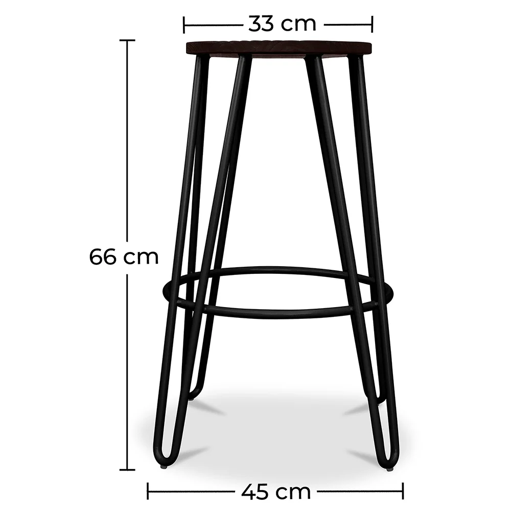 Tabouret rond - Design industriel - Bois et métal - 66cm - Hairpin image 10
