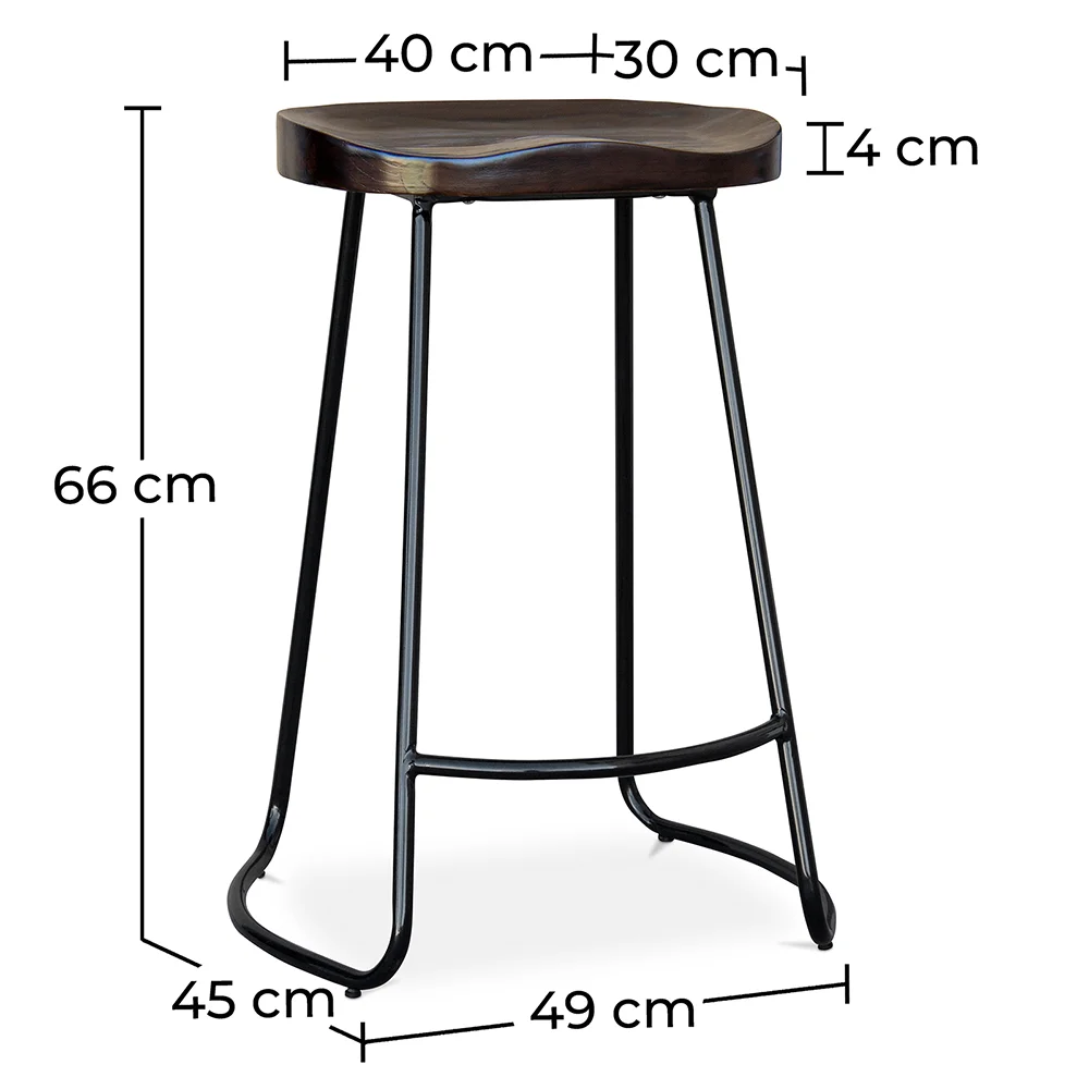 Tabouret de Bar - Design Industriel - Bois & Métal - 66 cm - Adriel image 10