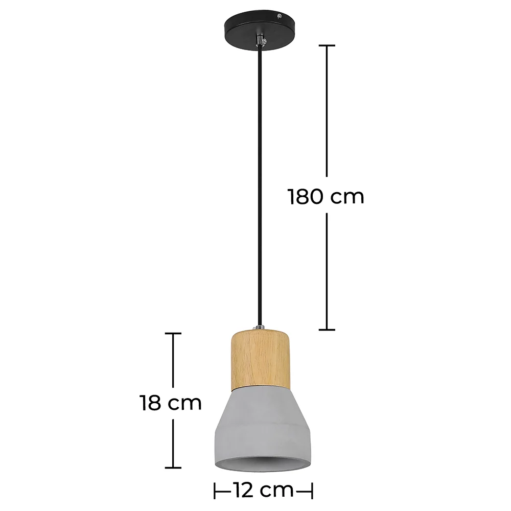 Lampe de plafond en bois et béton - Lampe suspendue design scandinave - Minnie image 10
