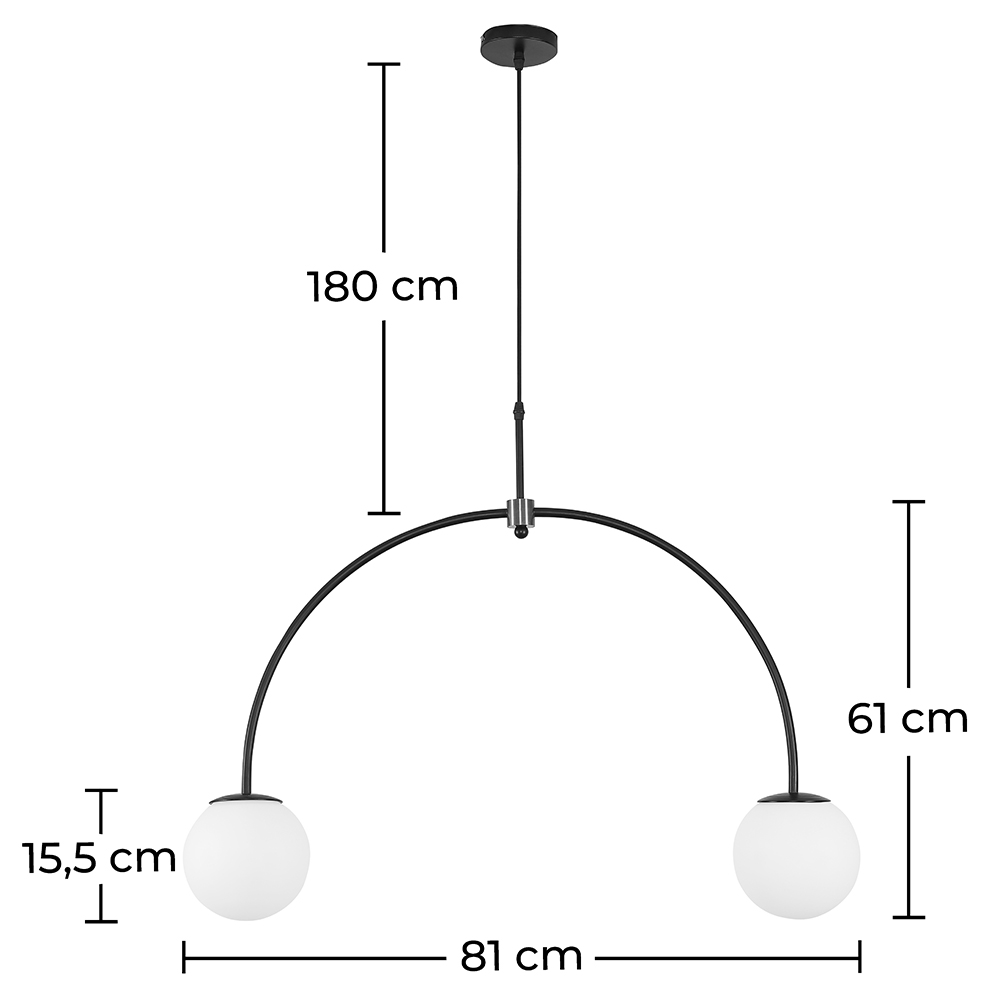 Lampe de plafond à boules en verre - Lampe suspendue à 2 bras - Josephine image 10