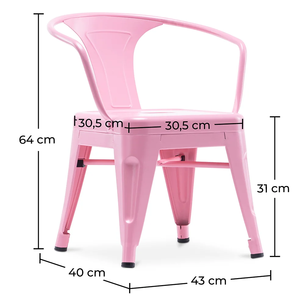 Chaise enfant avec accoudoirs - Chaise enfant design industriel - Acier - Stylix image 10