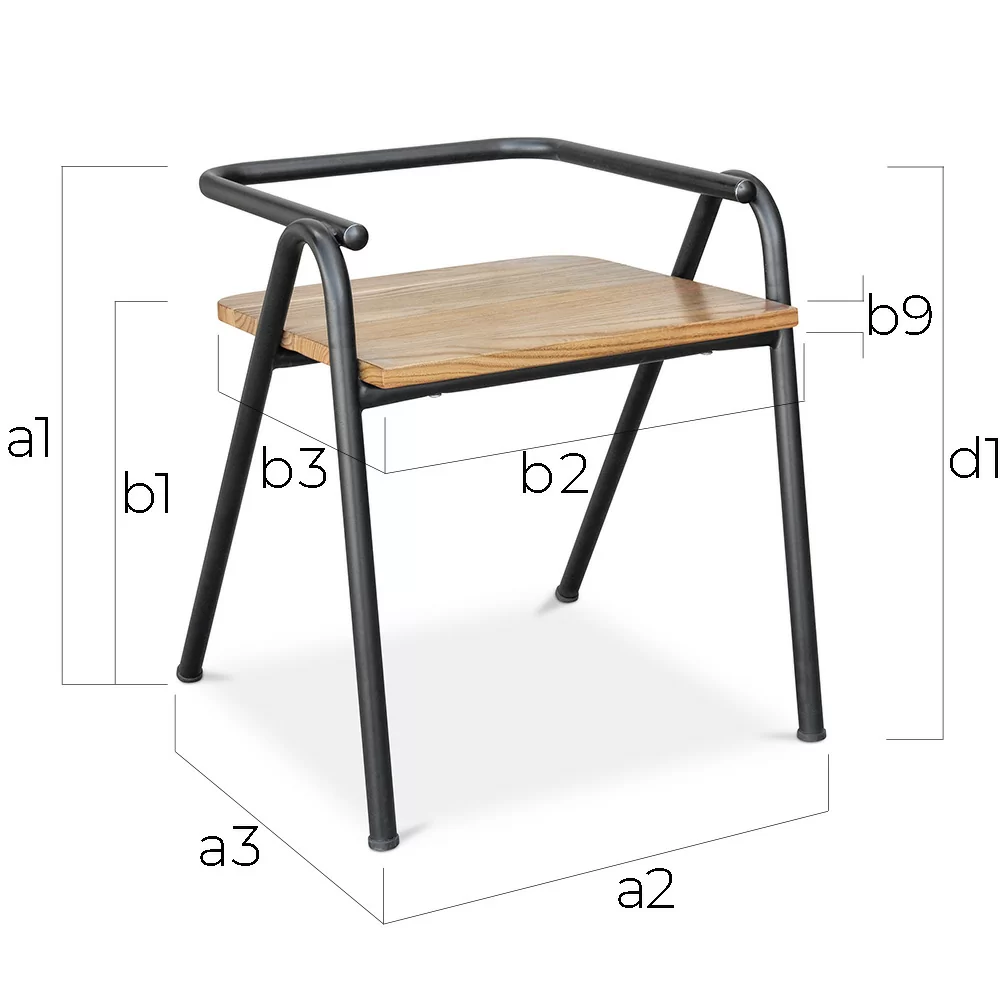 Chaise de salle à manger - Design industriel - Bois et métal - Achak image 10