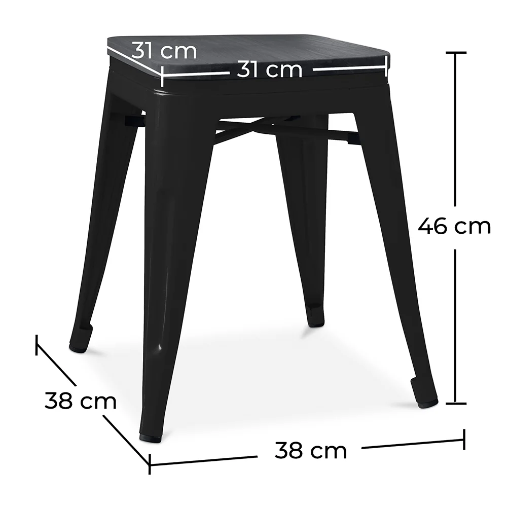 Tabouret Design Industriel - Bois & Acier - 46cm - Stylix image 10