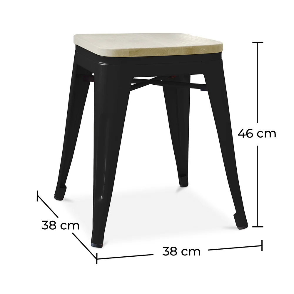Tabouret Design Industriel - Bois & Métal - 45cm - Stylix image 10