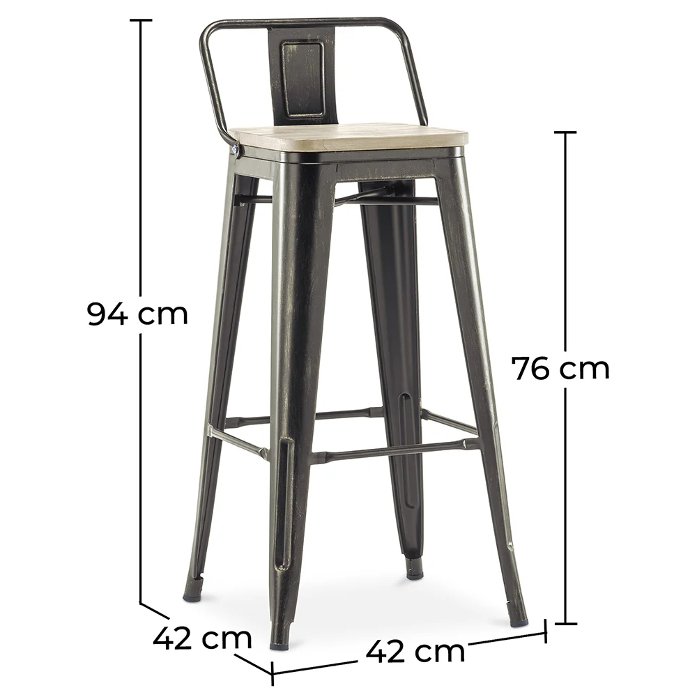 Tabouret de bar avec dossier - design industriel - 76 cm - Stylix image 10