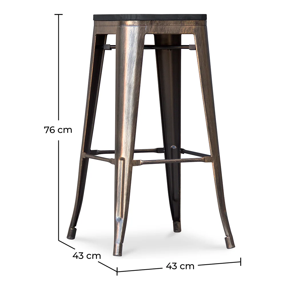 Tabouret de Bar - Design Industriel - Bois & Métal - 76cm - Stylix image 10