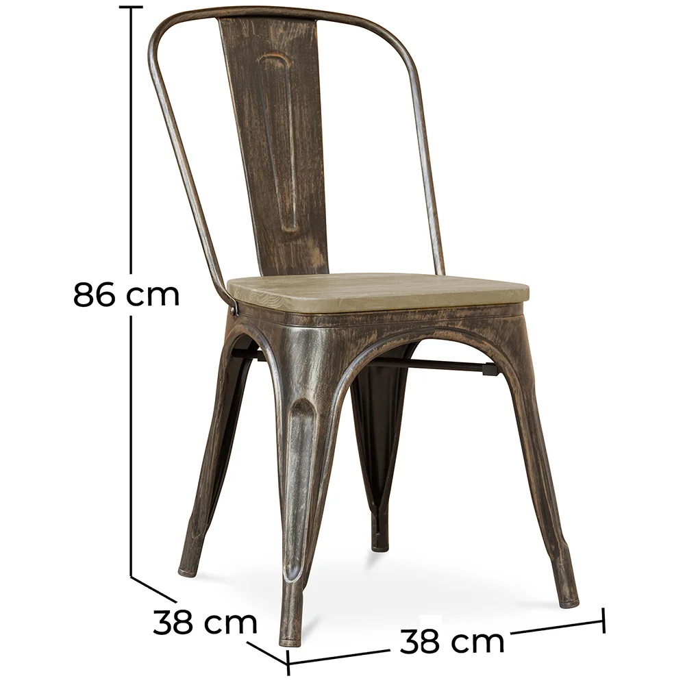 Chaise de salle à manger - Design industriel - Bois et acier - Stylix image 10