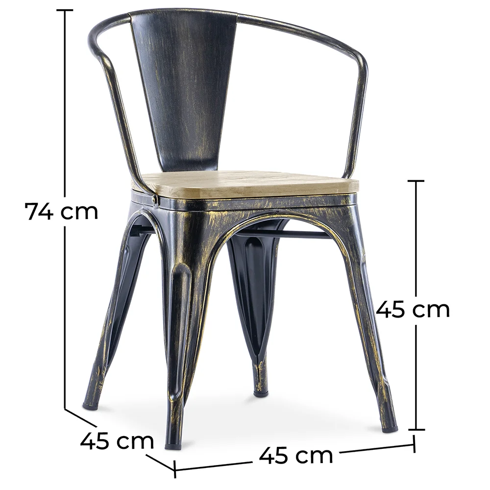 Chaise de salle à manger avec accoudoirs - Bois et acier - Stylix image 10