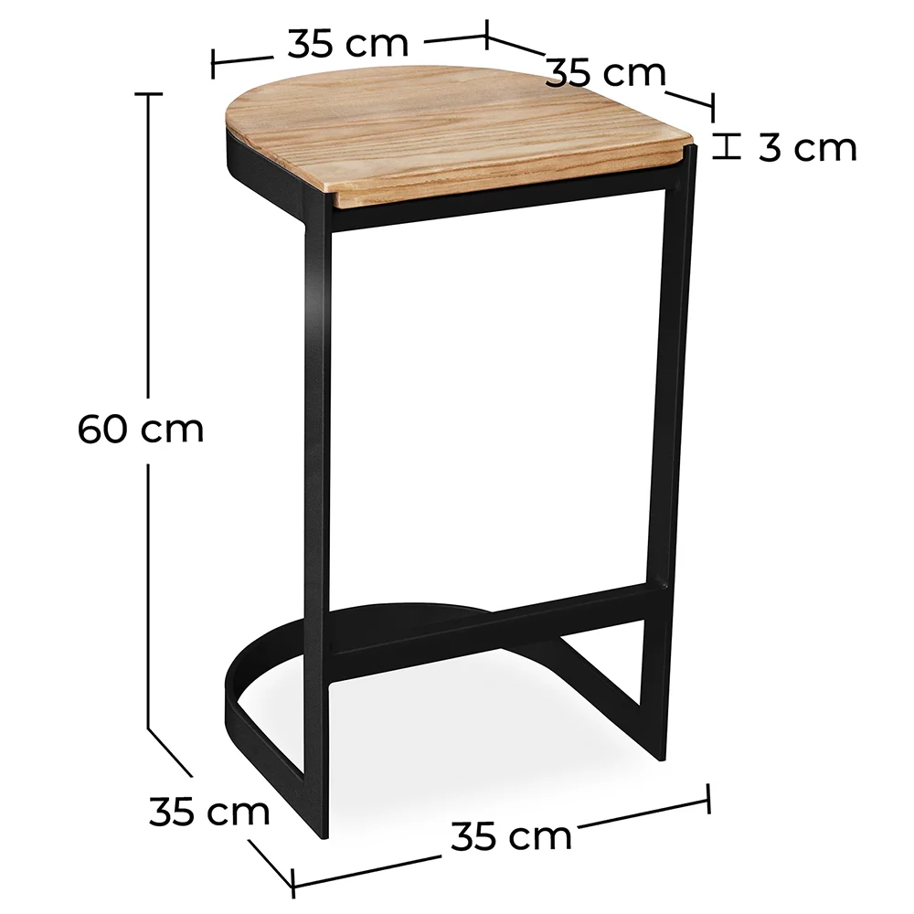 Tabouret Design Industriel - Bois et Métal - 60cm - Lia image 10
