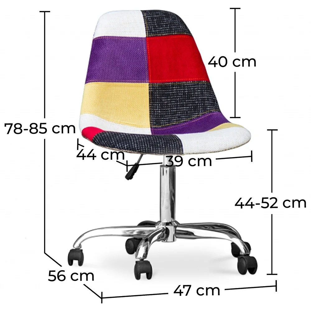 Chaise de Bureau à roulettes - Chaise de Bureau - Tapissée en Patchwork - Tessa image 10