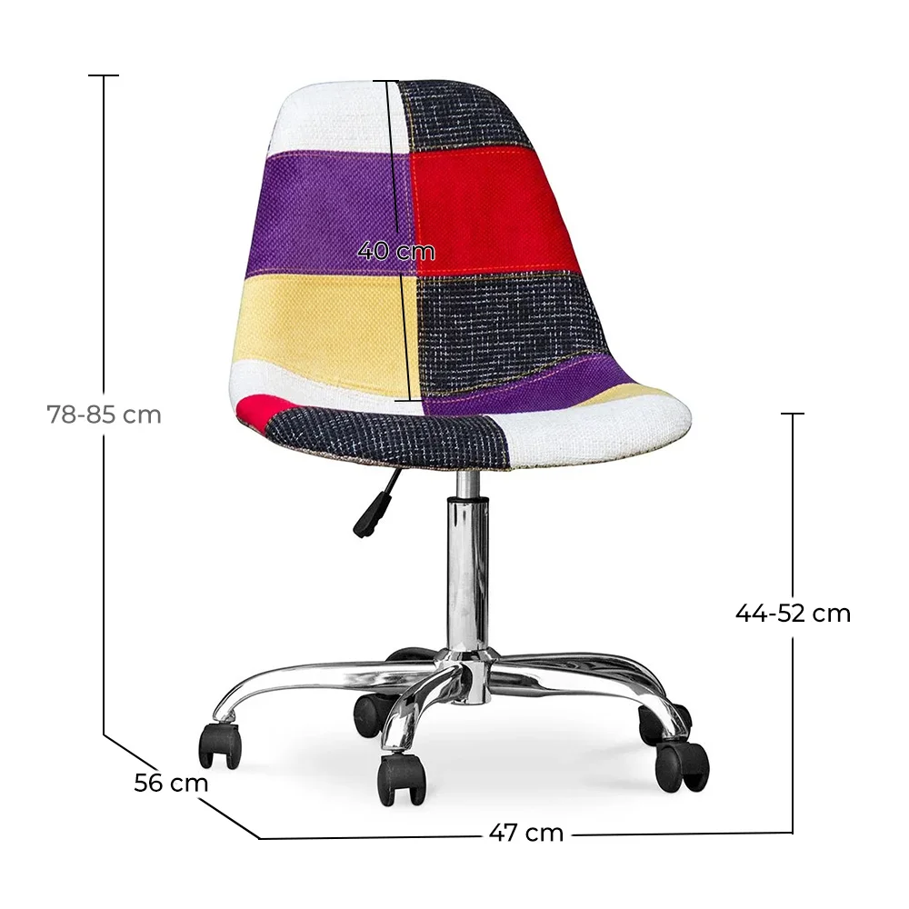 Chaise de Bureau à roulettes - Chaise de Bureau - Tapissée en Patchwork - Tessa image 10